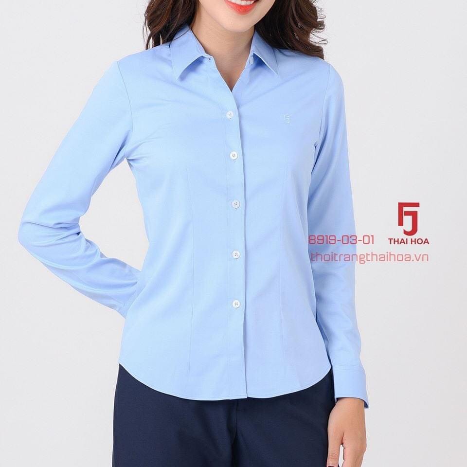 Áo Sơ Mi Xanh Dài Tay Thái Hòa_ROME FASHION