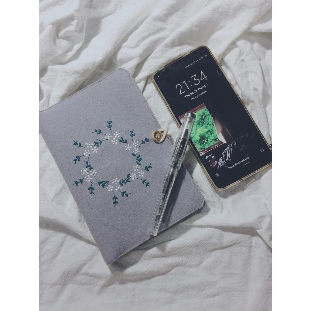 Sổ tay notebook bìa vải gáy còng planner size A6 Mori style