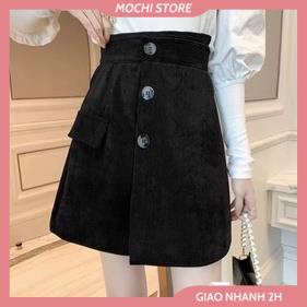 Chân Váy Nhung Nữ, Chân Váy Ngắn Chữ A ( Có Lót Quần ) Phối Túi Đính Nút Trang Trí Hàng Quảng Châu Cao Cấp, Full Size , | BigBuy360 - bigbuy360.vn