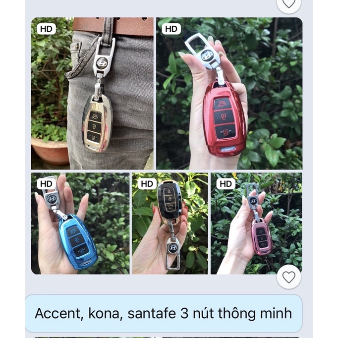 ỐP CHÌA KHOÁ SILICON MẠ BẠC HYUNDAI Accent, Kona, Santafe, Accent 2021, Santafe 2021, Accent chìa bật
