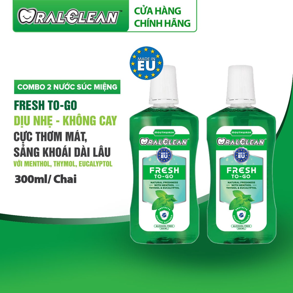 Combo 2 nước súc miệng OralClean FRESH TO-GO