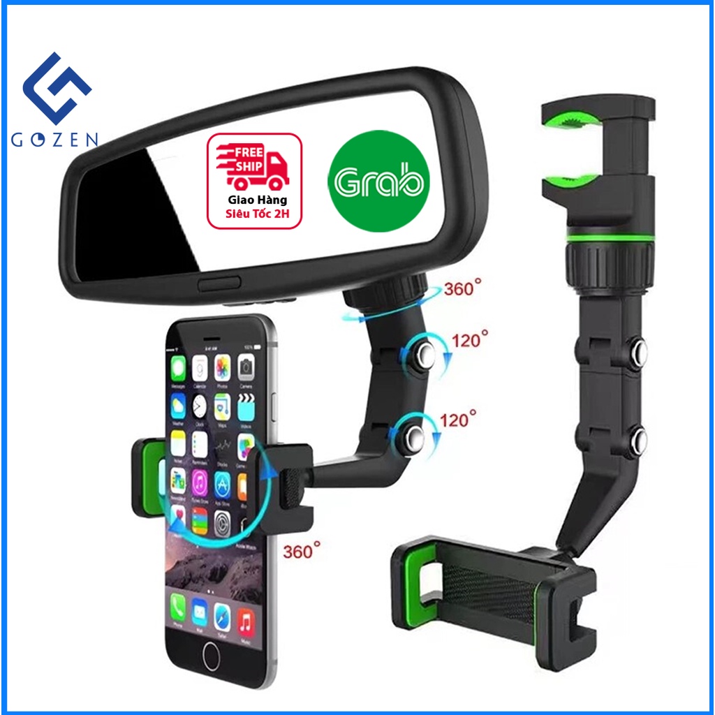 Giá treo điện thoại gương chiếu hậu xoay 360, kẹp ghế sau ô tô, kính chiếu hậu, giá sách, lưng ghế.