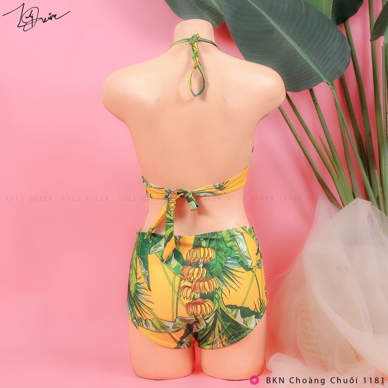 Bikini xanh chuối cao cấp kèm choàng [SIÊU CẤP- FREESHIP] Set đồ bơi đi biển nữ cao cấp kèm khăn BKN1181 | BigBuy360 - bigbuy360.vn
