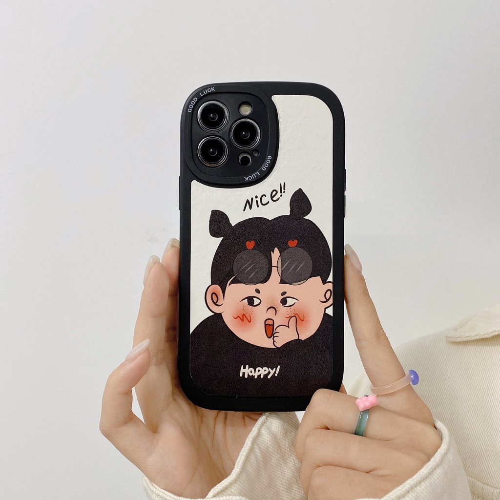 Casing Samsung Galaxy S23 S22 Ultra 5G S21 S20 FE S22+ S20+ Plus A54 A34 A24 A04 A14 A20S A71 A73 A53 A52 A52S A03S A02S A10S A11 A12 M11 M12 A50 A50S A30S Cute Cartoon Boy Girl ins Couple airbag Fine Hole Shockproof lens protection Soft Phone Case XPN 03