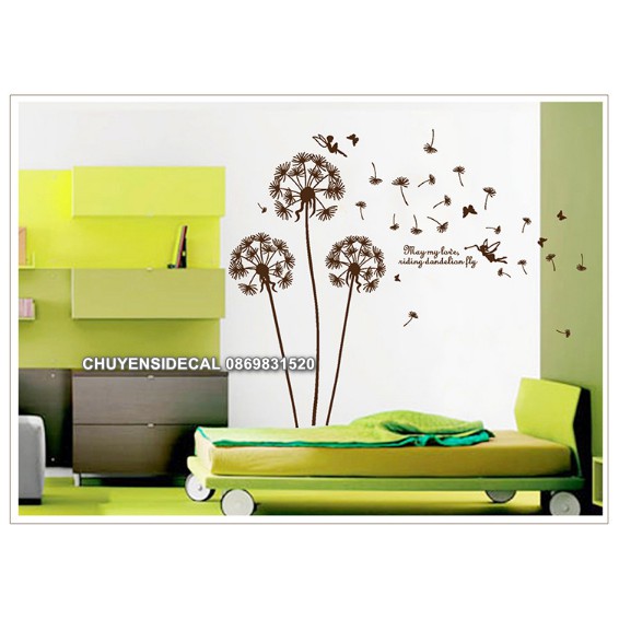 Decal dán tường - Bồ Công Anh Nâu mới