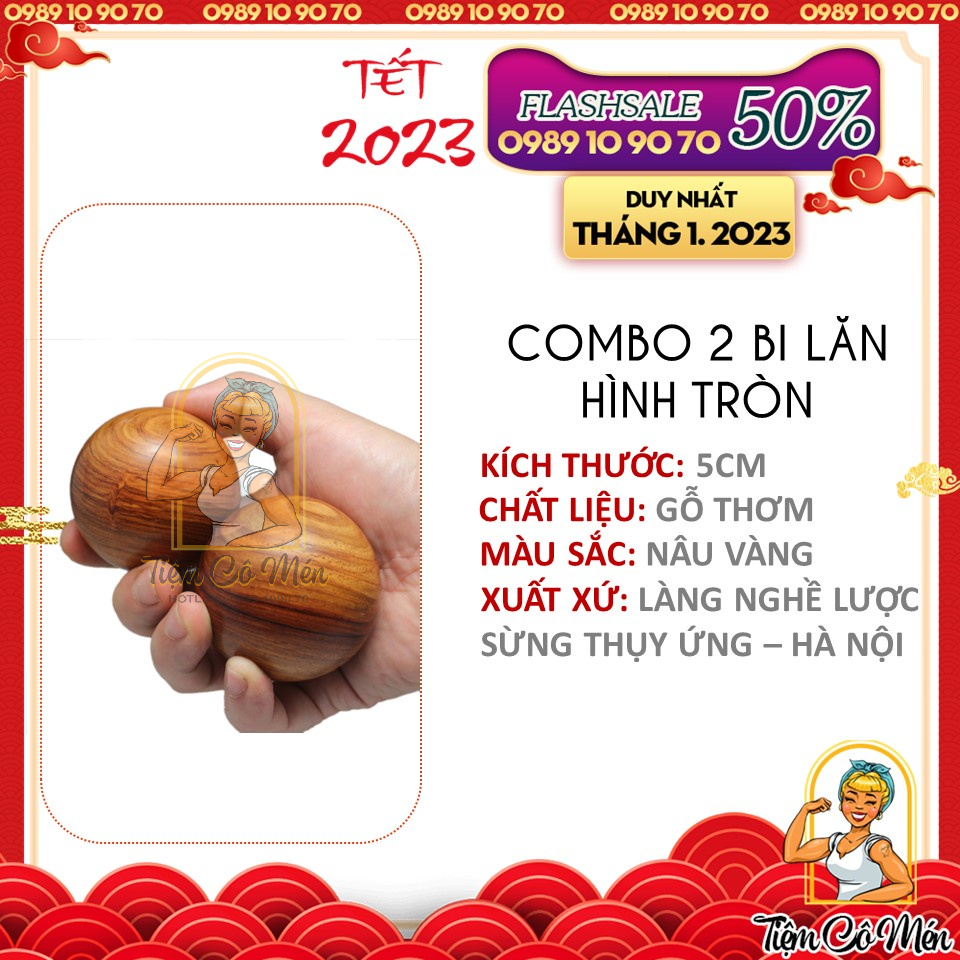 COMBO 2 quả bi lăn tay massage Gỗ hương đỏ 5cm - Giúp chống mỏi toàn diện
