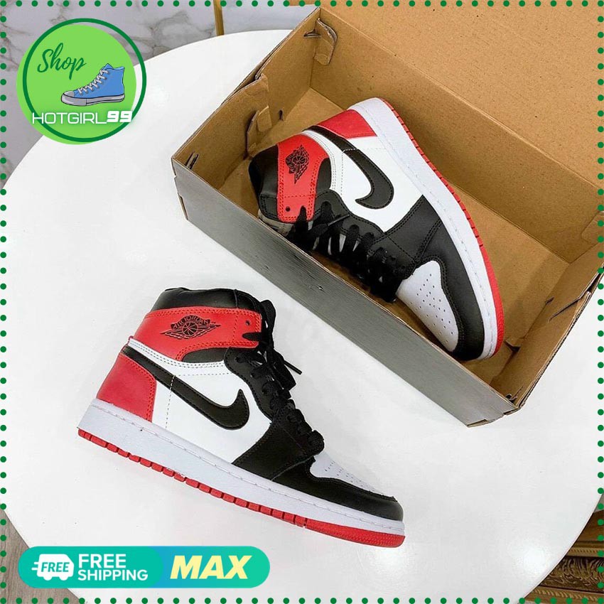 Giày thể thao Air Jordan 1, jordan đendỏ cao cổ, giay cho nam và nữ,tặng kèm hộp,