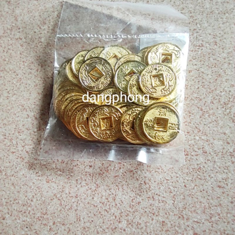 10 đồng xu kim loại trang trí,che gốc nhánh cây kim tiền