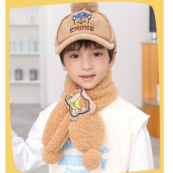 Khăn choàng cổ Paw Patrol lông cừu nhân tạo mềm mại gắn họa tiết dễ thương cho bé trai bé gái từ 1 đến 12 tuổi