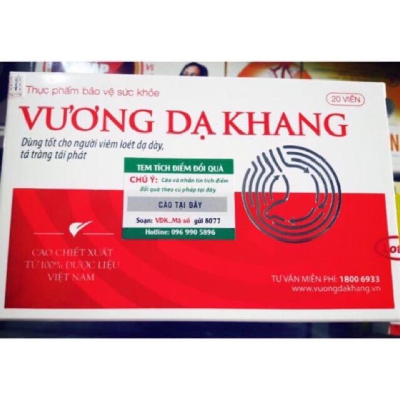 [CHÍNH HÃNG TÍCH ĐIỂM NHẬN QUẢ] Vương Dạ Khang - Dùng tốt cho người viêm loét dạ dày, tá tràng tái phát - Hộp 20 viên