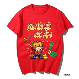 Áo thun nam nữ in họa tiết tết hình trâu xuân về no ấm cực hot - ATDN51