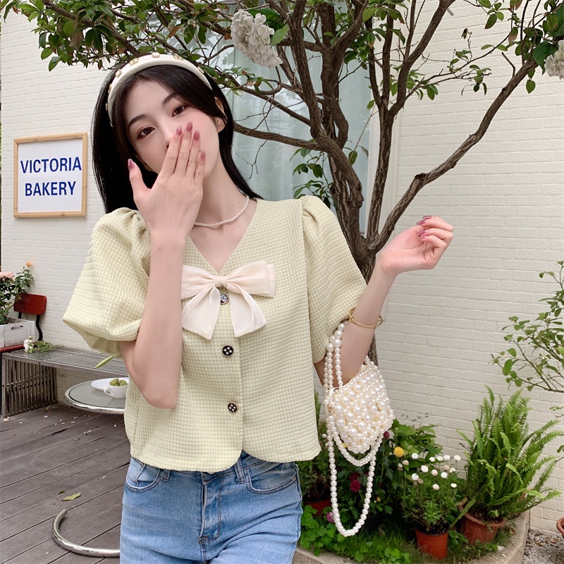 [MURIOKI] Áo Thun Ngắn Tay Thắt Nơ Có Thể Tháo Rời Thời Trang 2022 Cho Nữ