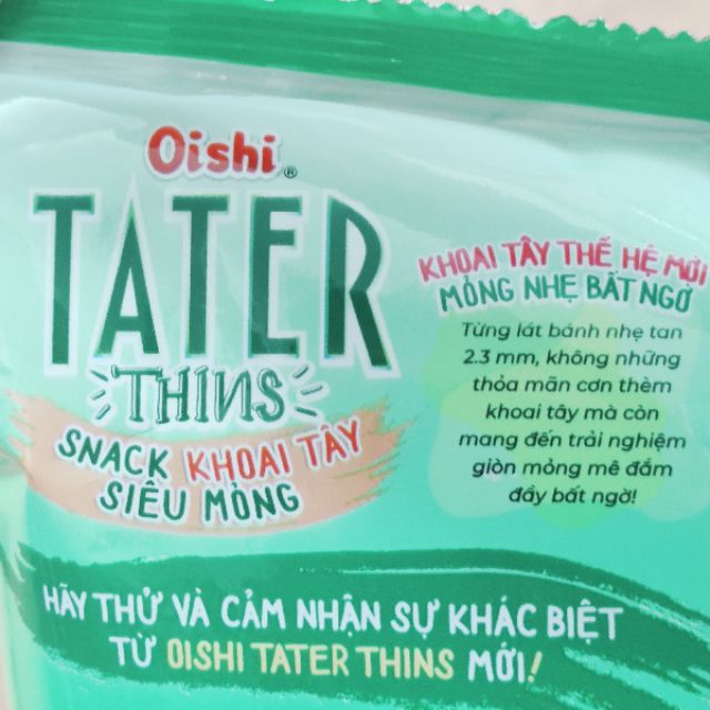 Bánh Snack Oishi khoai tây siêu mỏng vị dưa leo gói 40g  Giòn tan độc đáo mỏng nhẹ diệu kỳ