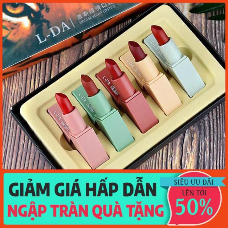 【Son môi】(Năm gói) Son mousse màu đỏ thuần không phai, dưỡng ẩm tốt cho bà bầu sinh viên có thể sử d ྇ *