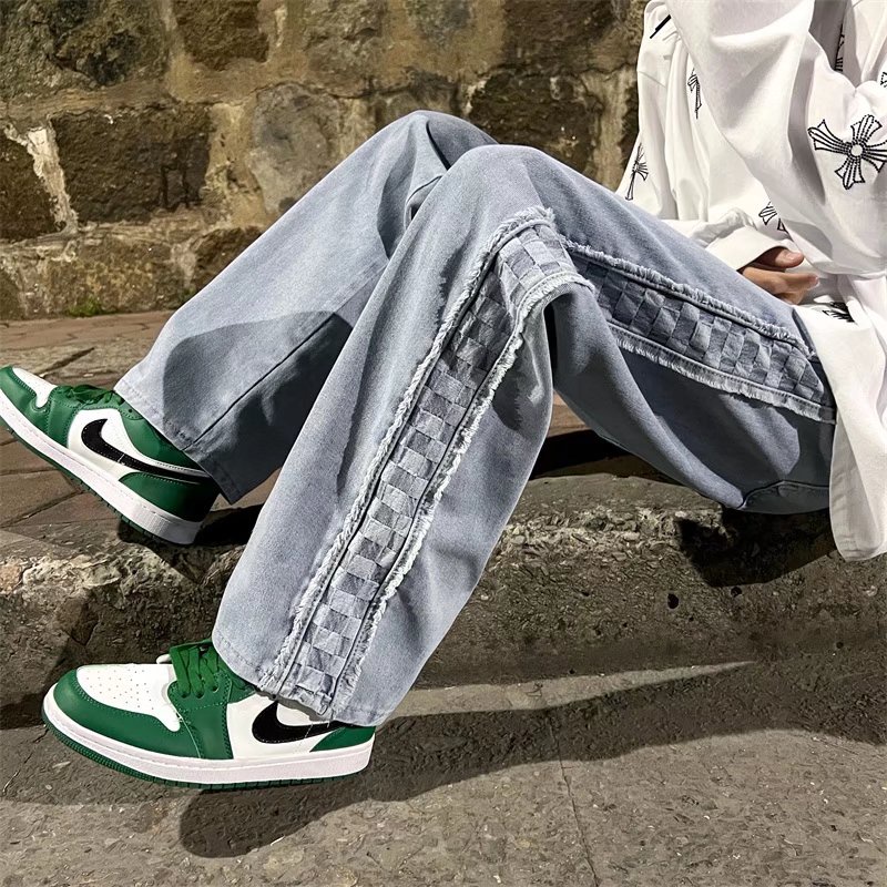 Quần jeans dài ống rộng phong cách Âu Mỹ thời trang cho nam