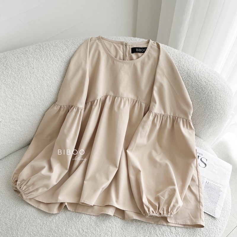 BIBOO - Áo babydoll xòe tay dài phồng LOVEY TOP