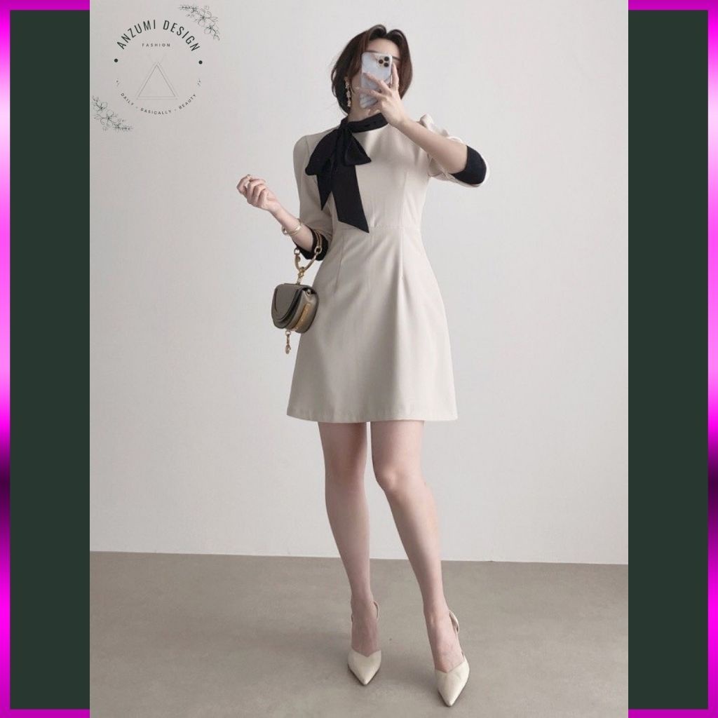 Đầm thiết kế cao cấp 💙 Đầm công sở Hàn Quốc vải chéo công sở thanh lịch | BigBuy360 - bigbuy360.vn