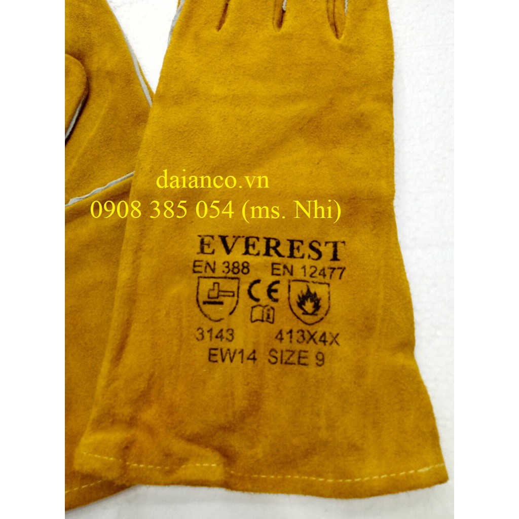 Găng tay da hàn EW14 - chống nóng, chịu nhiệt, chống mài mòn- Hình thật, có sẵn