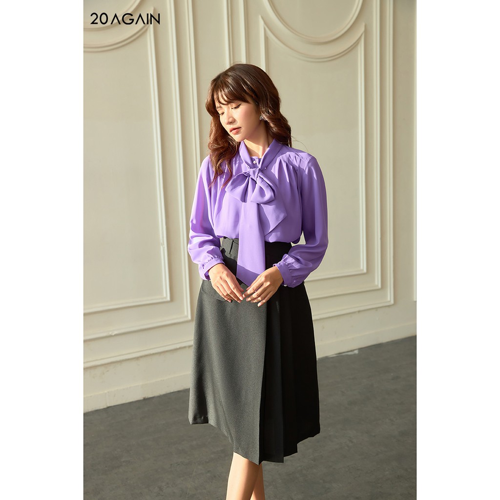 Áo sơ mi nữ dài tay thắt nơ cổ 20AGAIN, thiết kế phong cách công sở thanh lịch, 4 màu, đủ size ASW1151 | BigBuy360 - bigbuy360.vn