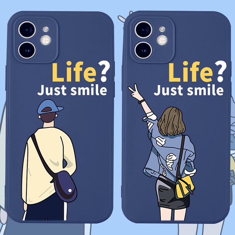 JURSUE Soft Silicone Matte Case For iPhone 12 11 Pro Max X Xs Max XR 8 7 6 6S Plus Shockproof Protective Creativity Cartoons Couple Phone Cover Casing All