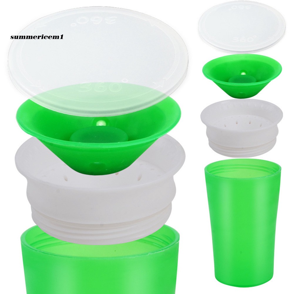 【PENT】260ml 360 Rotary Baby Learning Drinking Cup Leakproof Feeding Bottle with Handle