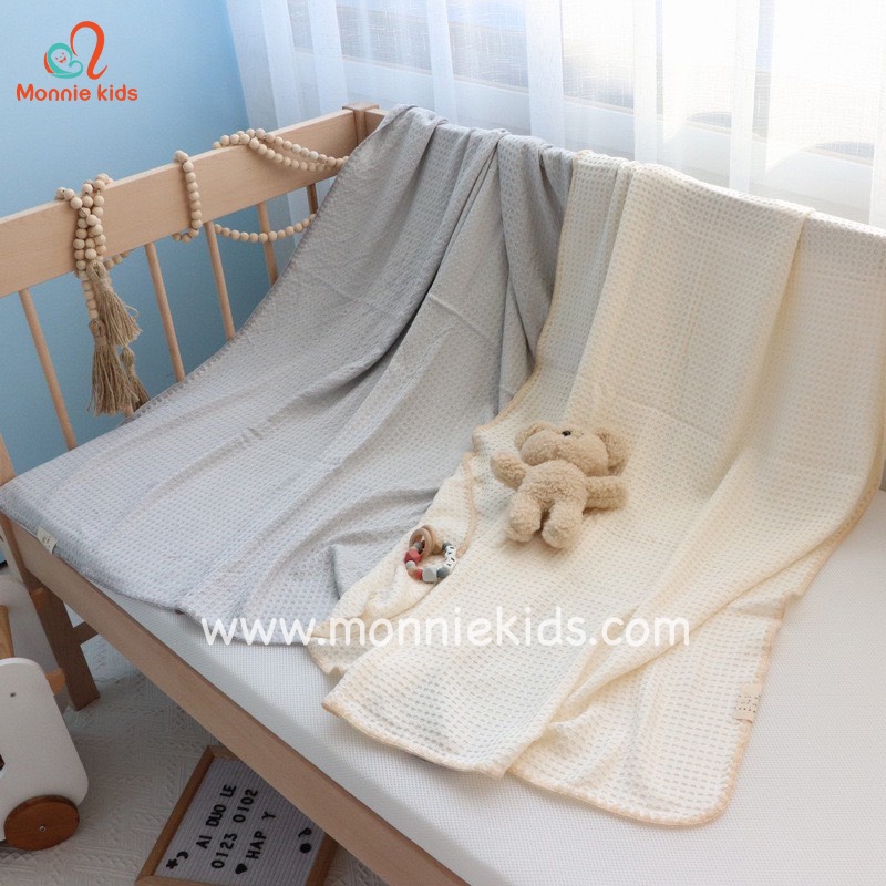 Chăn lưới pastel chông ngạt cho bé 110 x 120cm, mền lưới thoáng khí cho trẻ - Monnie Kids