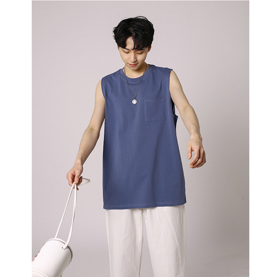 Áo thun sát nách nam Mavota áo thun cotton 3 lỗ có túi unisex form rộng ASNT05