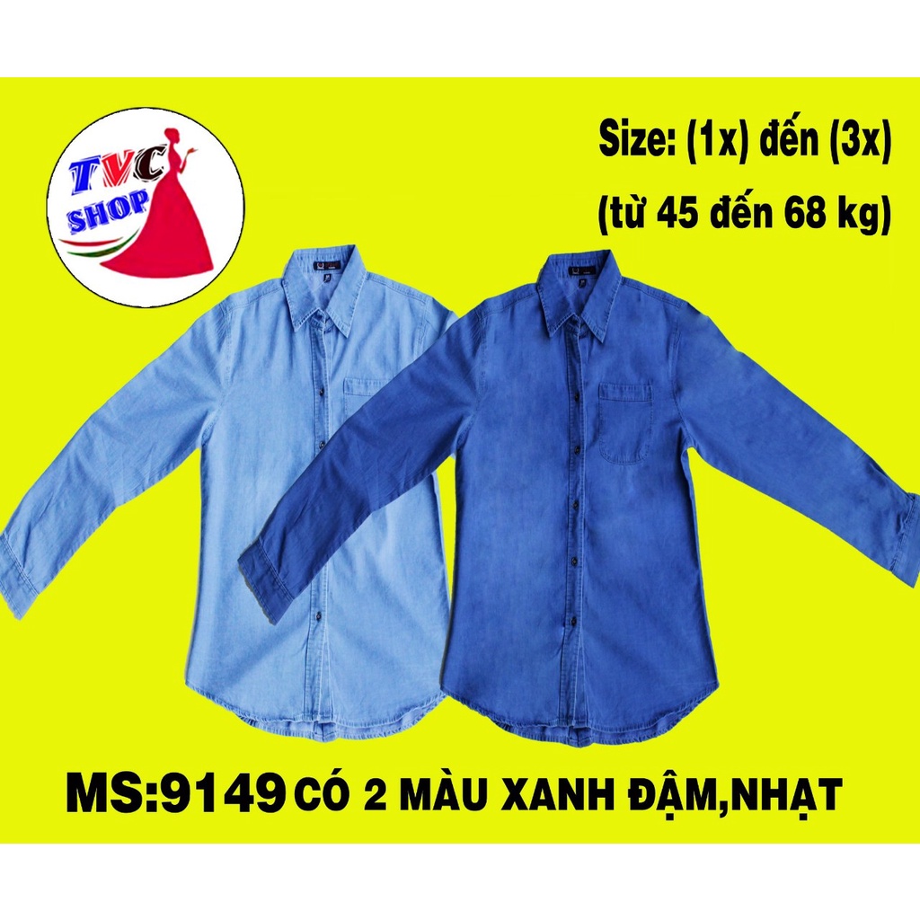 Áo jean Sơ Mi Nữ TVC Kiểu Trụ Sau,Tay Dài 1 Túi,dễ thương