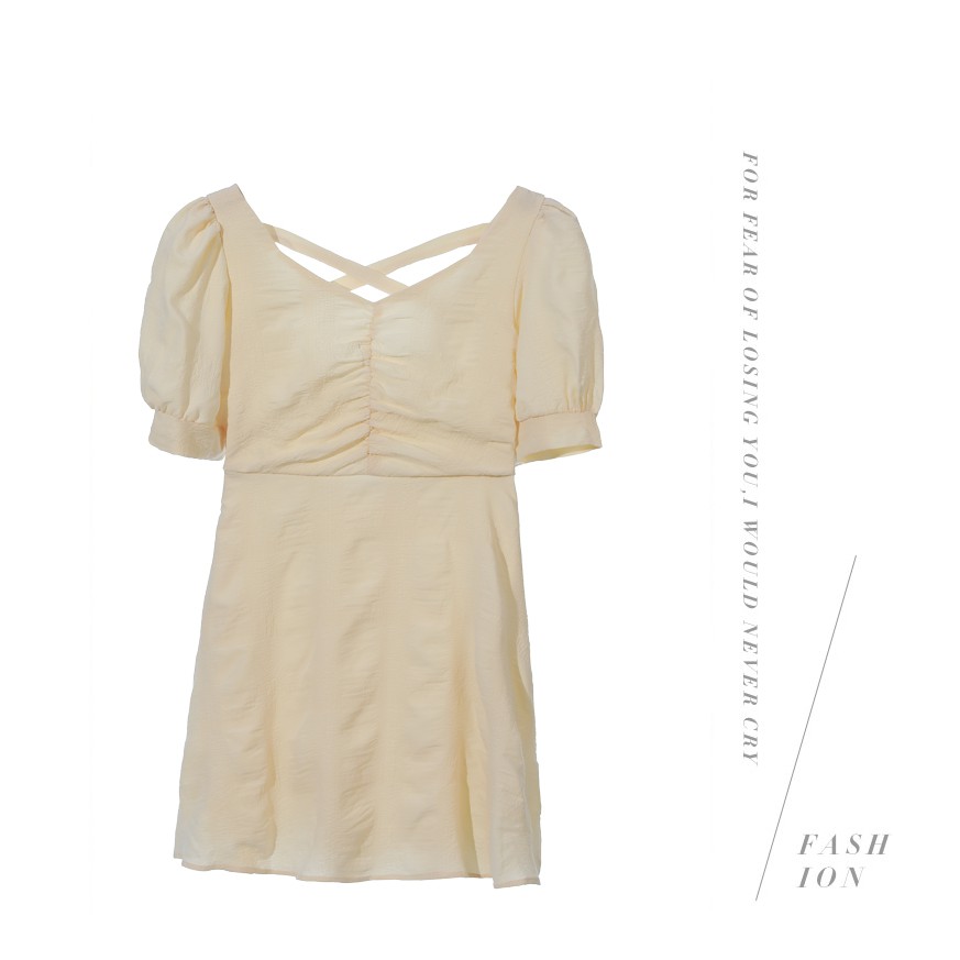 Đầm Voan Ngắn Tay Cổ Chữ V Xinh Xắn Theo Phong Cách Hàn Quốc | BigBuy360 - bigbuy360.vn