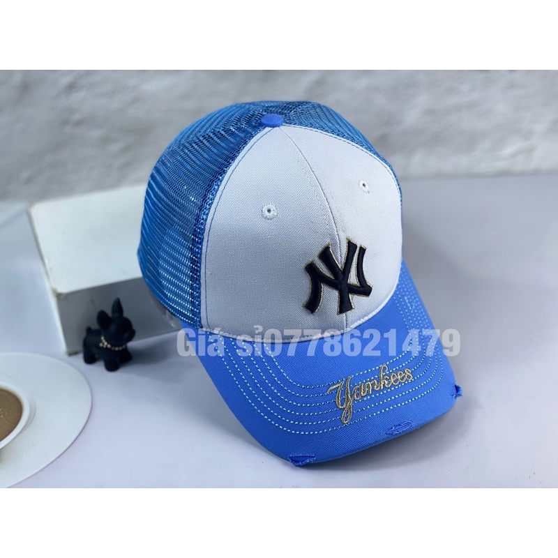 Nón kết vá lưới phối màu thêu chữ kết thời trang
