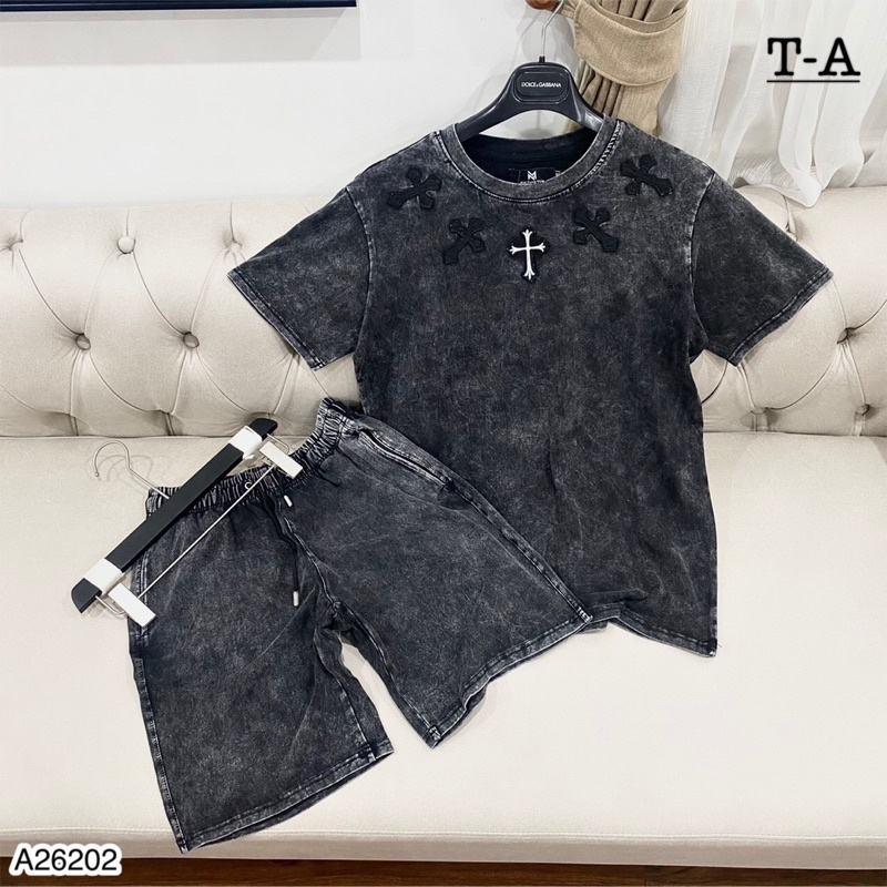 Bộ Quần Áo Nam Thêu Hình Chữ Thập Siêu Đẹp - Bộ Quần Áo Nam Loang Chất Cotton Siêu Mát