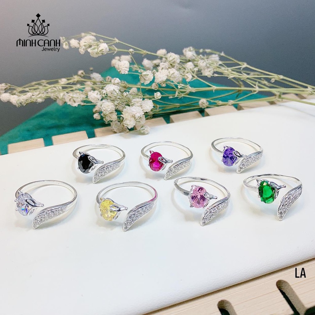 Nhẫn Bạc Hồ Ly Phong Thủy Đính Đá Đủ Màu - Minh Canh Jewelry