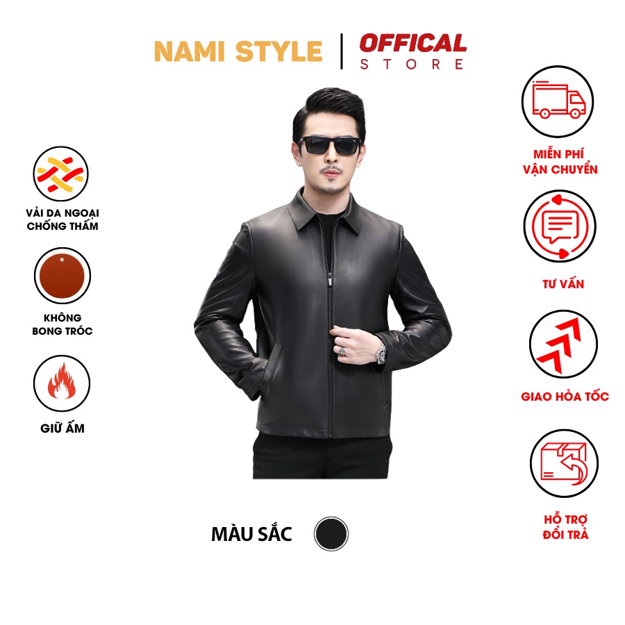 Áo khoác da nam cao cấp kiểu dáng hàn quốc phong cách