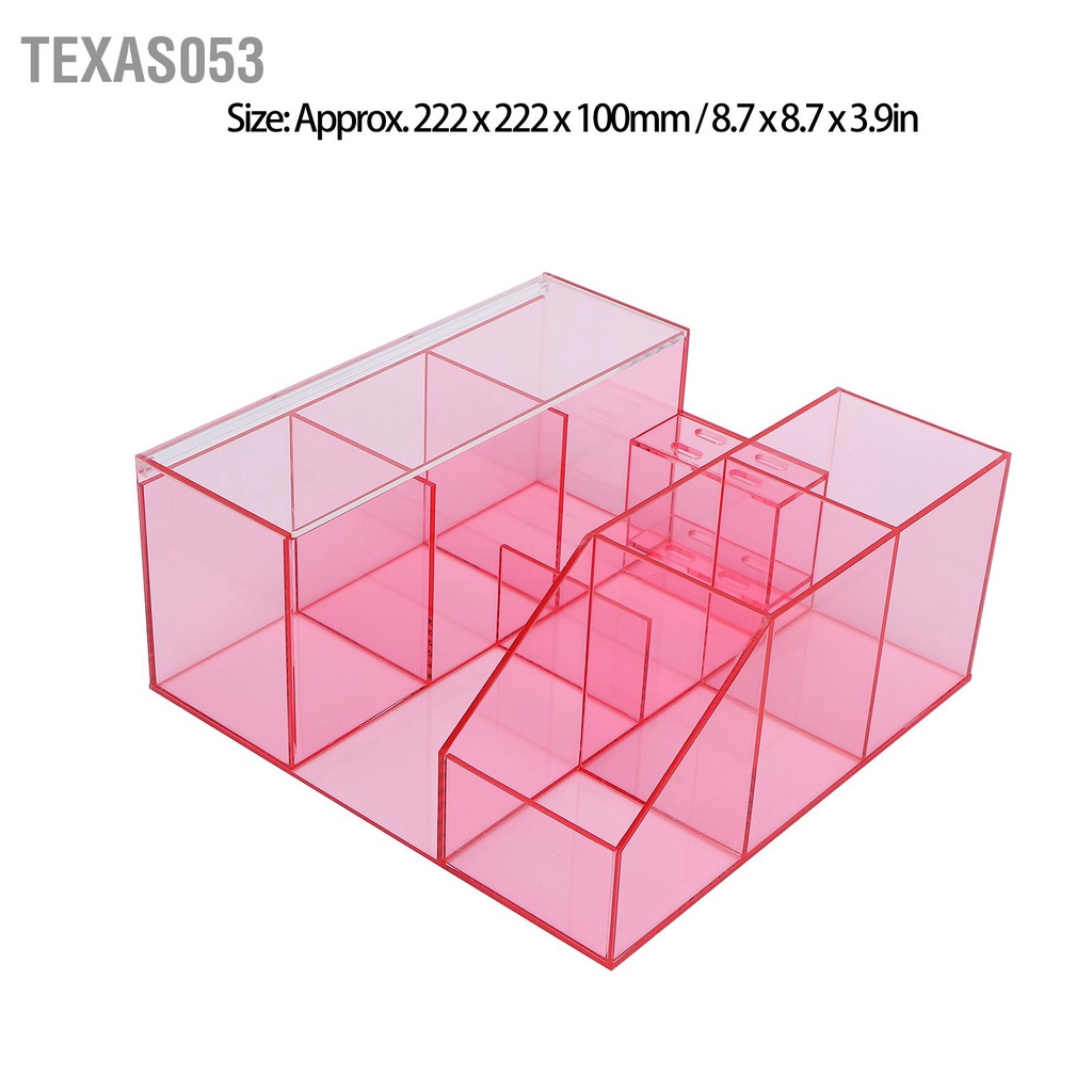 Texas053 Dung lượng lớn Ghép lông mi Nghệ thuật Cắt móng tay Dụng cụ Hình xăm Hộp đựng Tổ chức (Màu hồng trong suốt)