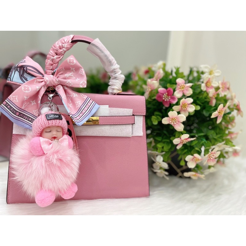 Túi Xách Hơ mẹt   HỒNG SIZE 25 hàng cao cấp