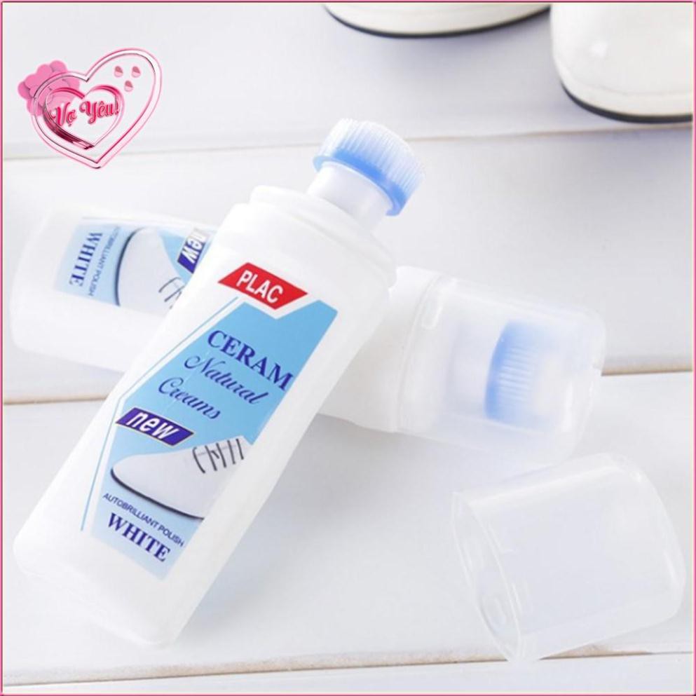 Chai Tẩy Trắng Giày Dép, Túi Ví Siêu Sạch Dạng Đầu Cọ Tiện Lợi, Chuyên Dụng PLAC CREAM WHITE (100ml)