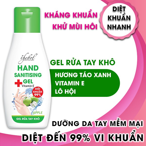 Nước rửa tay khô diệt khuẩn hương táo xanh Thebol 100ml