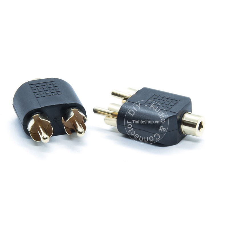 1 chiếc - Đầu đổi audio 3.5mm cái sang 2 jack bông sen AV đực - Rắc cắm chia âm thanh 3.5mm ra 2 AV RCA