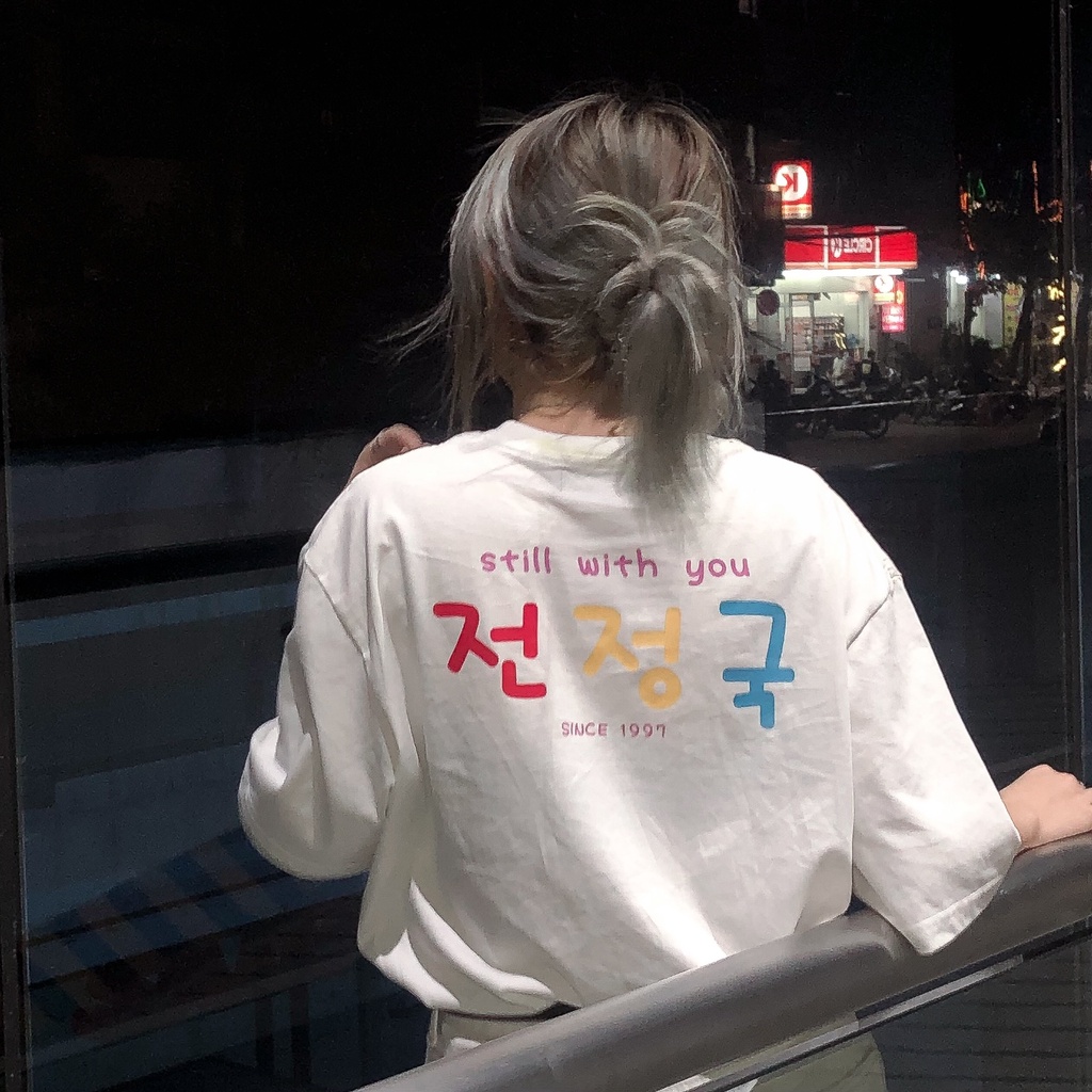 STILL WITH YOU TEE - Áo thun BTS unisex oversize 4 màu đen/trắng/be/tím