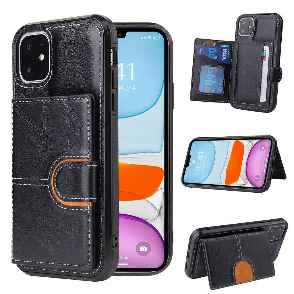 Ốp Lưng Da Ví iPhone 7/8/Plus/X/Xs/Xs Max/11/12/13/Pro/Pro Max/Mini Cao Cấp - OP06