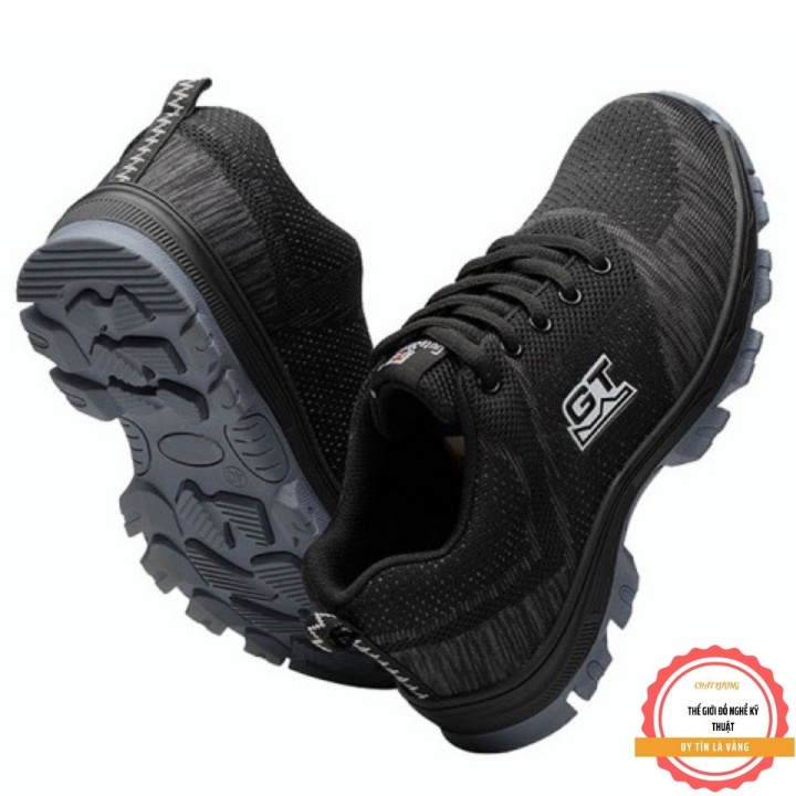 Giày Bảo Hộ Lao Động Nam Siêu Bền Mũi Sắt – Đế Lót Thép Chống Đinh, Chống Dập Ngón, Chống Tĩnh Điện mẫu 5 đen gt