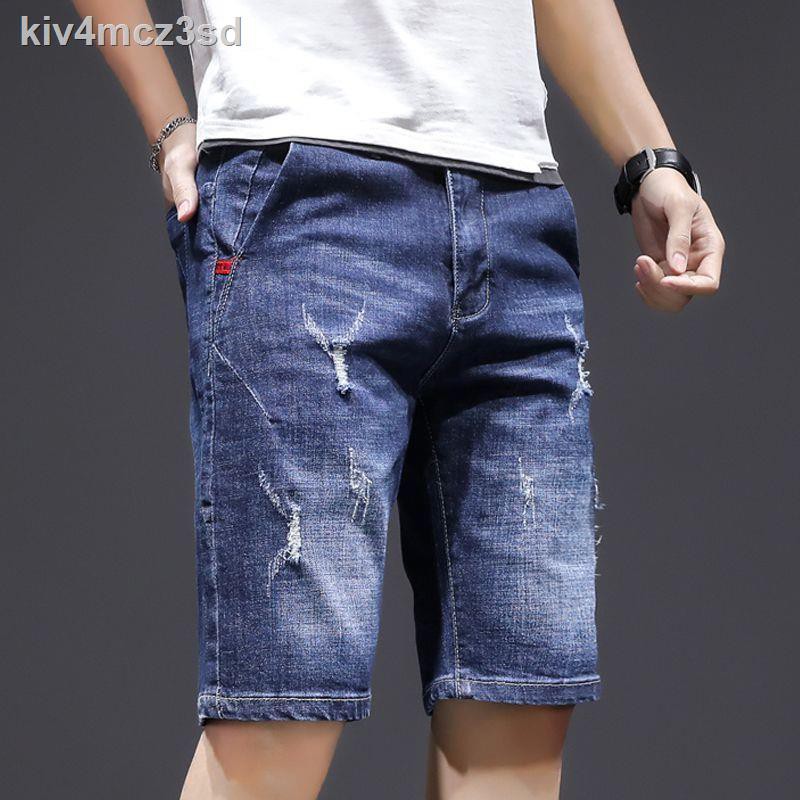 quần ốngQuần☁☾Quần short denim dài năm điểm cắt mỏng mùa hè cho nam Phong cách Hàn Quốc hợp thời trang ống rộng th