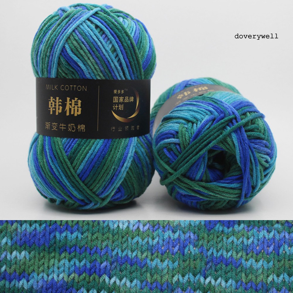 Cuộn len sợi cotton màu gradient tươi sáng tiện dụng