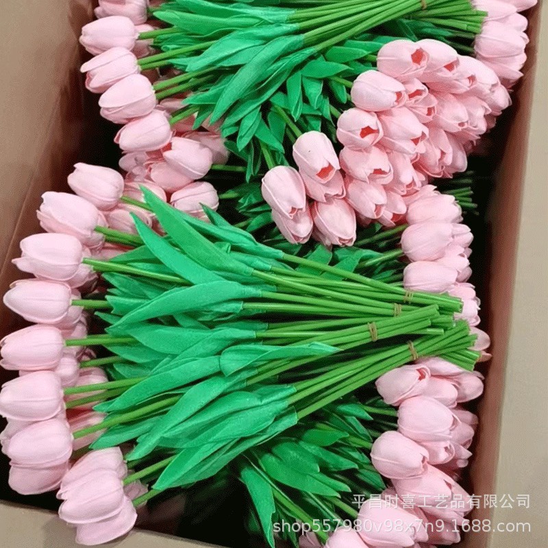 Cành Hoa Tulip Giả Chất Liệu Cao Su Non Cao Cấp Cành Dài 34cm Decor Trang Trí Nhà Cửa