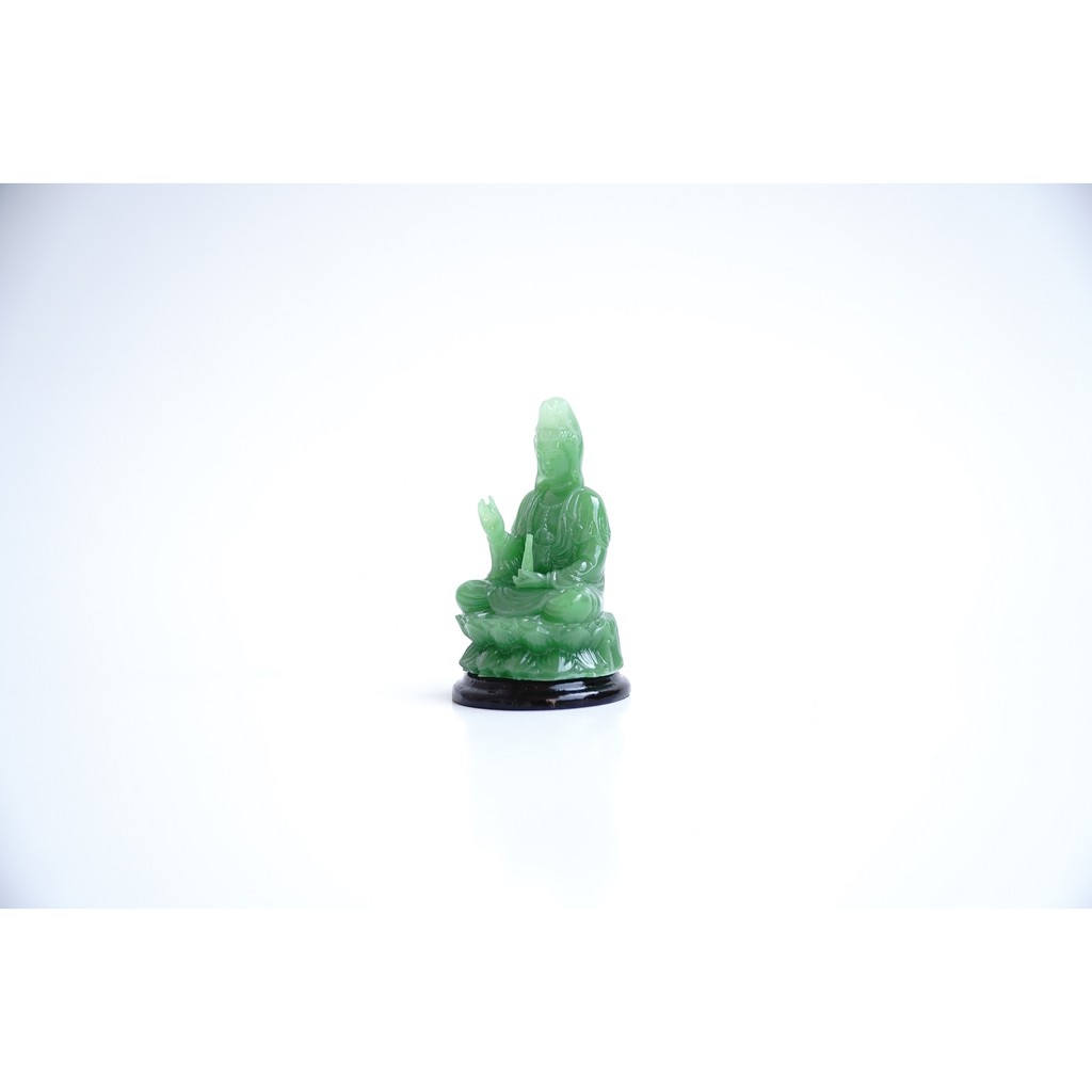Tượng Phật Bà Quan Thế Âm Bồ Tát ngồi ngọc xanh - Cao 6cm