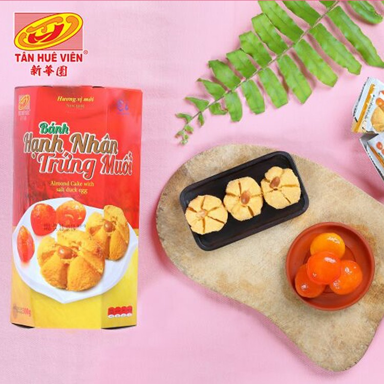 Bánh hạnh nhân trứng muối 300g, bánh hạnh nhân Tân Huê Viên Sóc Trăng, bánh kẹo ăn vặt