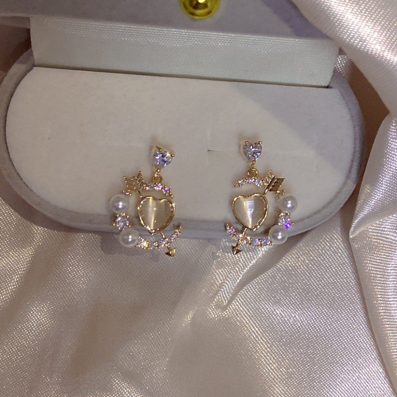 Khuyên Tai Opal Hình Trái Tim Phong Cách Pháp Thanh Lịch Kiểu Mới 2022