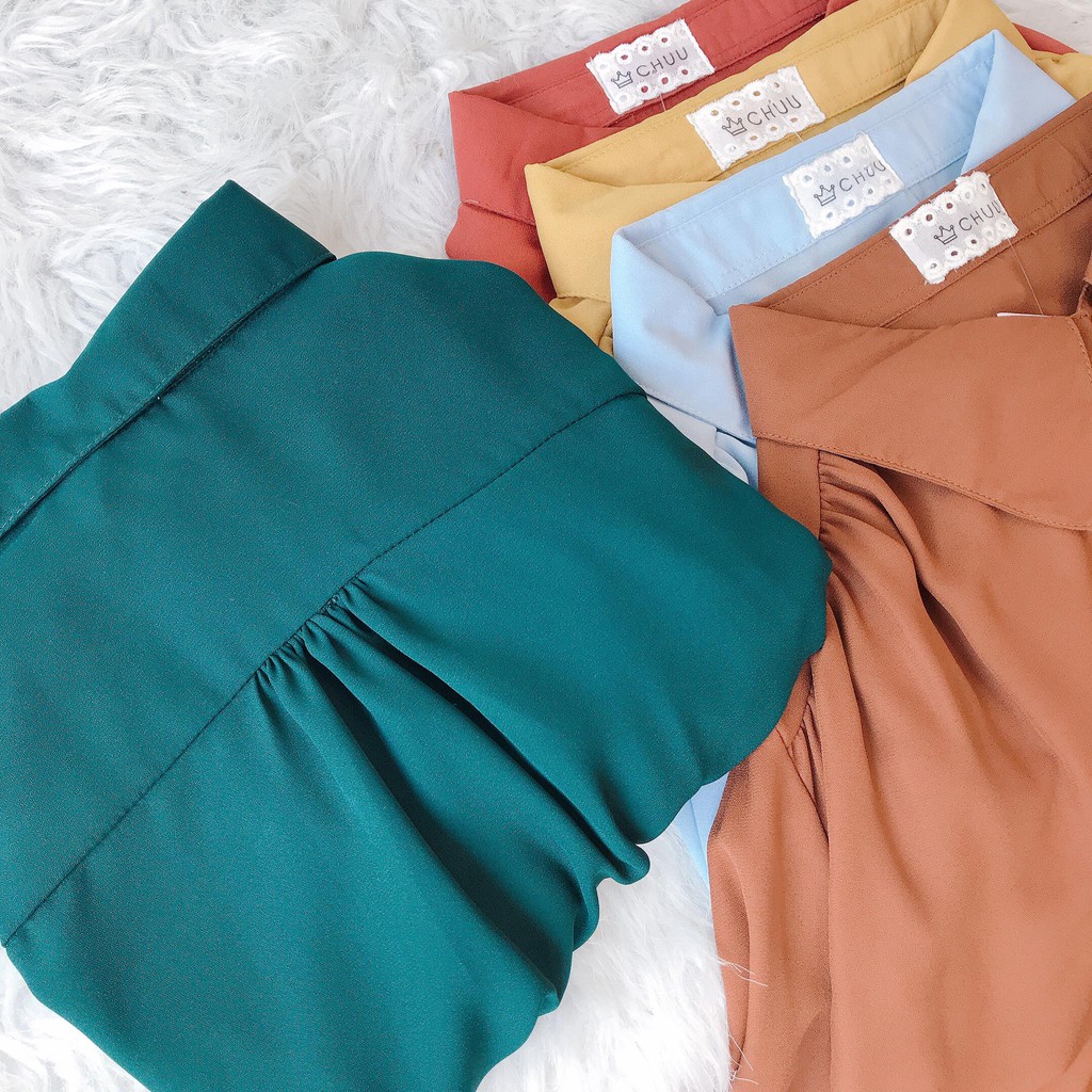 Áo sơ mi tay dài cổ nơ nút bọc Basic CHUU A5063 | BigBuy360 - bigbuy360.vn