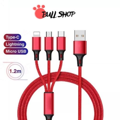 Cáp Sạc 3 Đầu đa năng 3in1-Micro-Type C Dây Dù Sạc cho Samsung Oppo Xiaomi ip