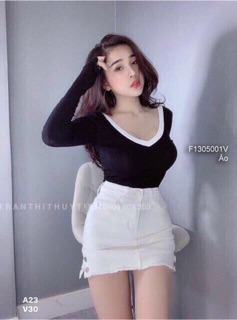 Áo body tay dài cổ tim